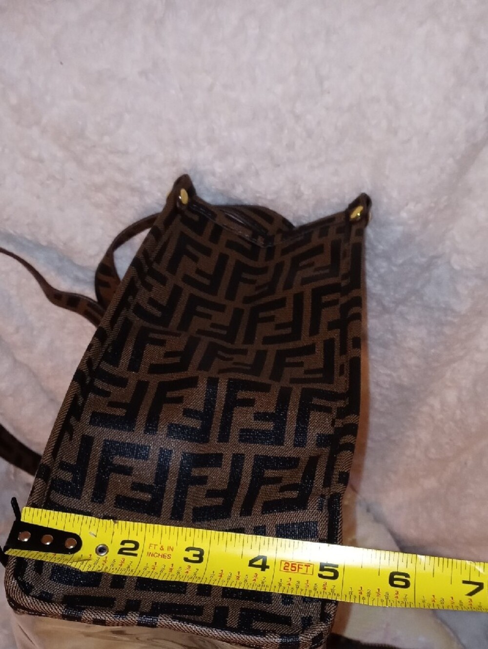 Fendi Clear Tote with Brown FF Monogram Trim and Matching Pouch - Picture 12 of 13